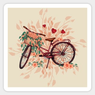 Bike with Flower Basket Sticker